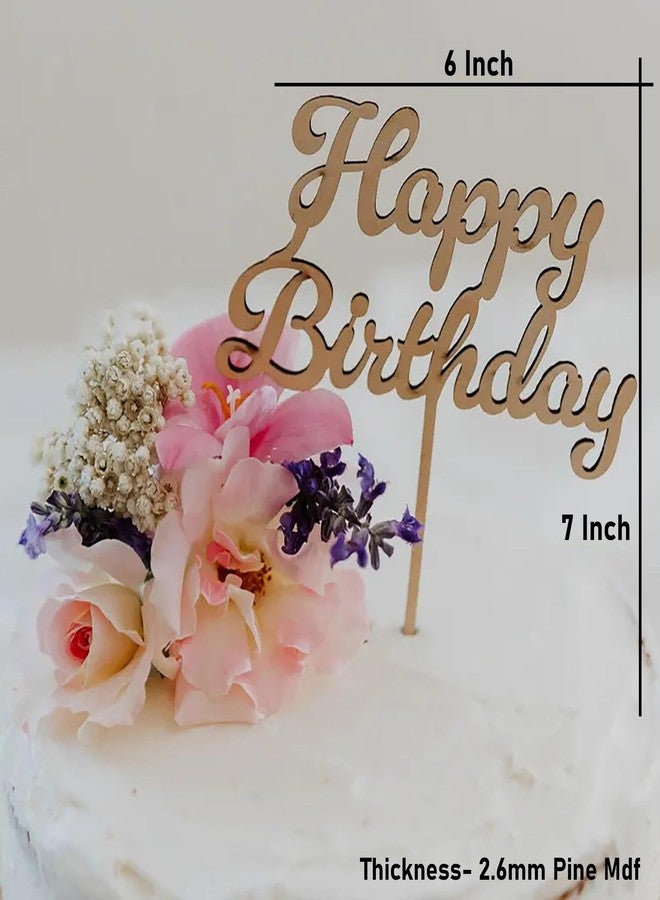 Cliths Wooden Happy Birthday Cake Topper, Cake Decoration, Smooth Finish, Reusable Party Decor Cake Topper for Birthday Celebrations - Perfect for Adults, Friends, Family - Image 2